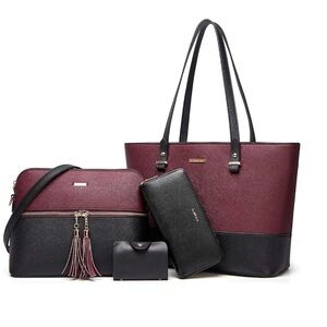 4Pcs Elegant Pink Handbag Set